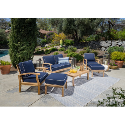 6 Piece Teak Sofa Seating Group with Sunbrella Cushions -  Tortuga Outdoor, 44-3004-NV