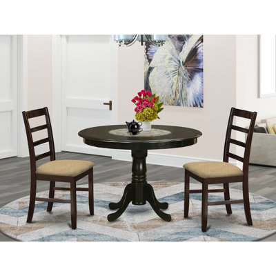 3-Piece Cappuccino Solid Wood Top - Dining Room Set - Seats 2