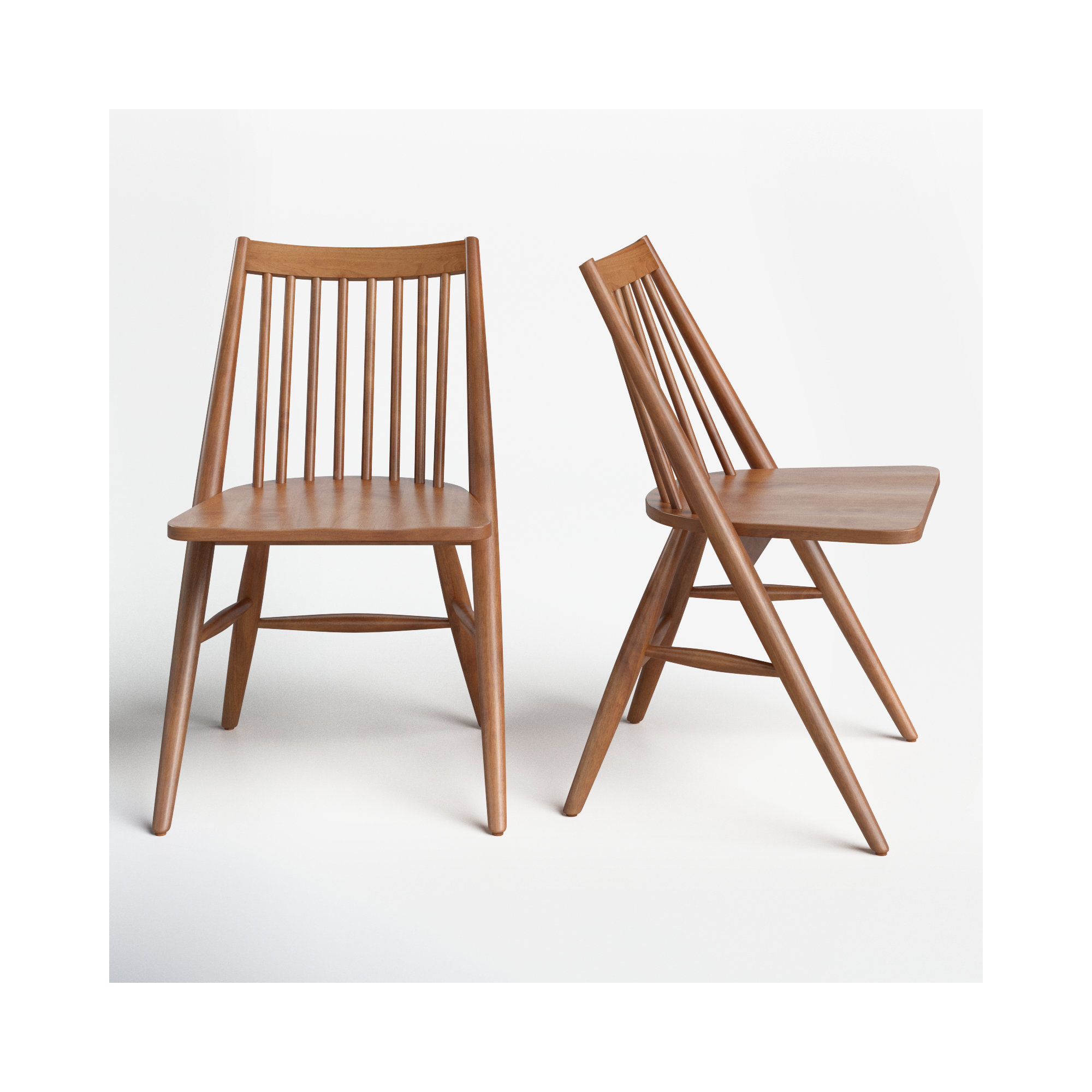 Kloss Solid Wood Slat Back Side Chair, Walnut