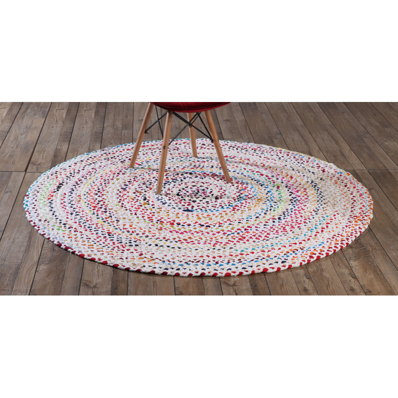 Breylee Cotton Geometric Indoor Rug, Round 5'