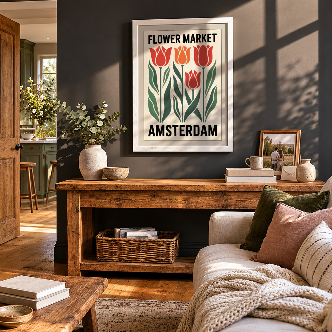 Flower Market Amsterdam Vintage - Framed Print