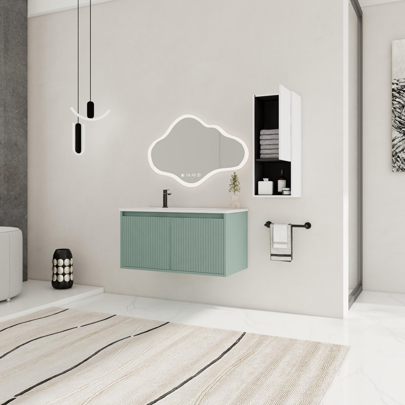 Floating Bathroom Vanity with Drop-Shaped Resin Sink