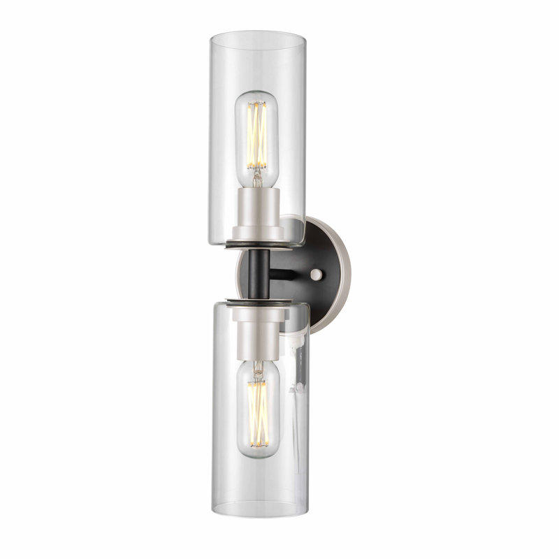Éclairage pour meuble-lavabo 2 lumières Rodina, Noir / nickel satiné