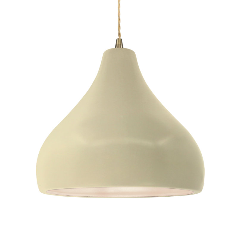 Luminaire suspendu à 1 lumière Meydan, Vanille lustrée, Laiton antique, H 9,5 po x l 13,5 po x P 13,5 po