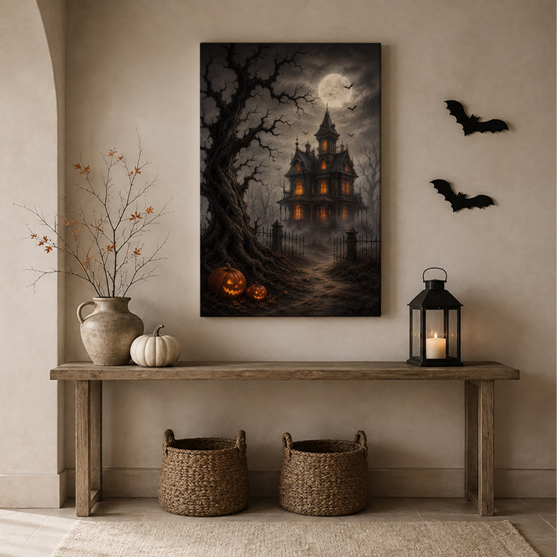Art mural sur toile Haunted Victorian House, H 24 po x l 18 po