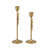 S/2 Gold Cast Iron Candle Holders with Playful Bow Design