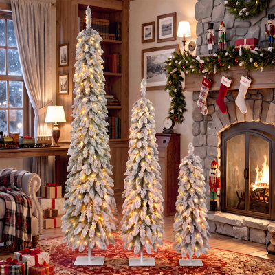 Ensemble de 3 sapins de Noël artificiels 3 pièces 5,9 pi et 7,9 pi, 480 lumières DEL blanc chaud, 750 branches et 8 modes