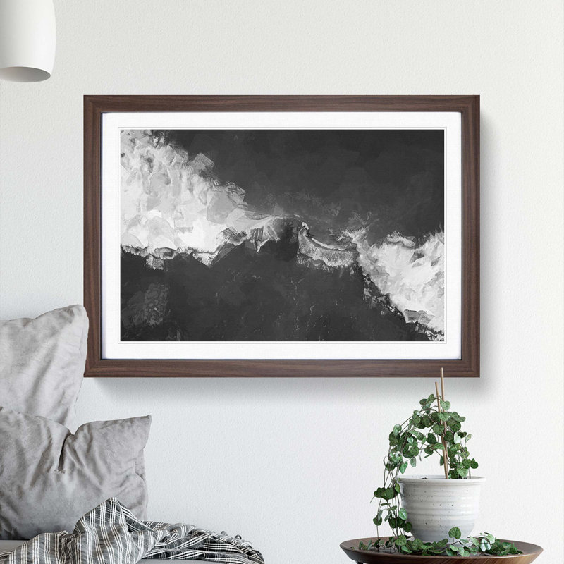 Surfing the Waves - Framed Print, 62cm H x 87cm W x 2cm D, Walnut Framed