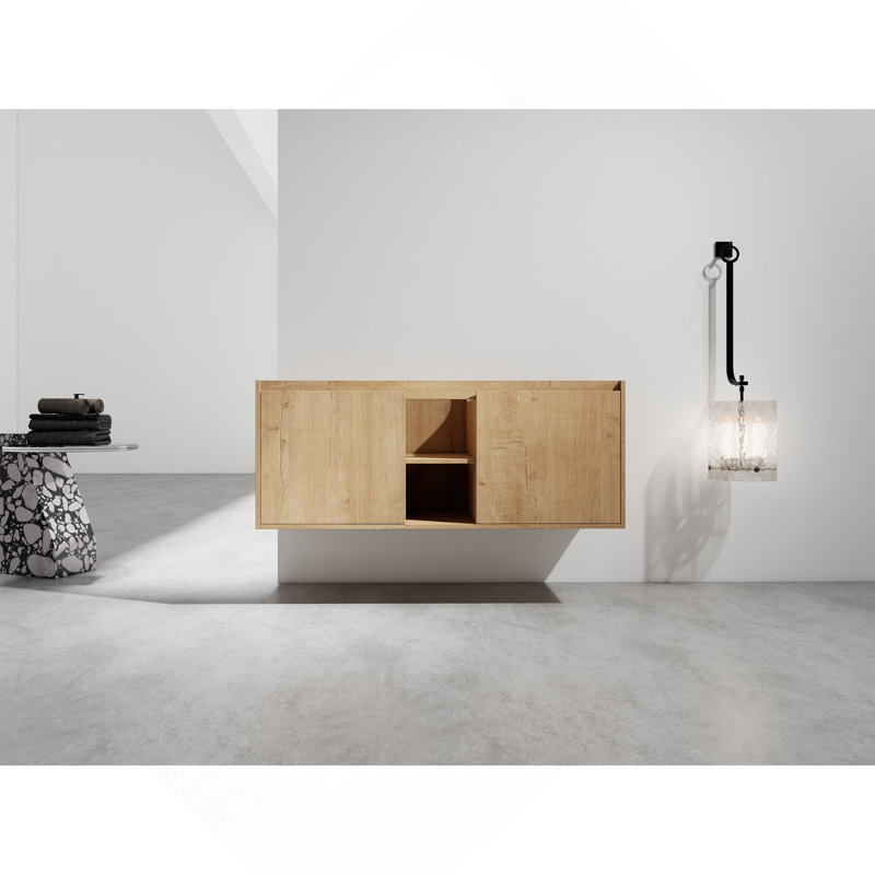 Meuble-lavabo mural de 48 po (47-1 / 16 po), charnière de porte à fermeture en douceur et support de rangement ouvert, ensemble KD, bvb07248imox (meuble-lavabo seulement, évier exclu)