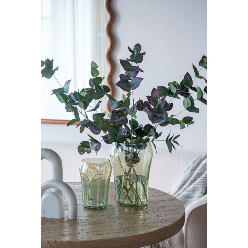 Ensemble de 2 vases de table en verre vert 2 pièces
