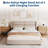 Rattan Night Stand Set of 2, Boho Night Stand with 2 Rattan Drawers, Large Bedside Table Side Table with Open Storage Shelf, Modern Nightstand, Side Tables for Living Room, Bedroom, Cherry Wood-1281203654
