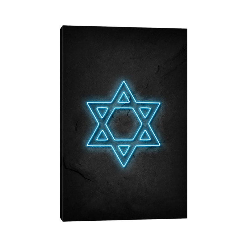 David Star Neon by Durro Art - Print, Wrapped Canvas, 30.48cm H x 20.32cm W