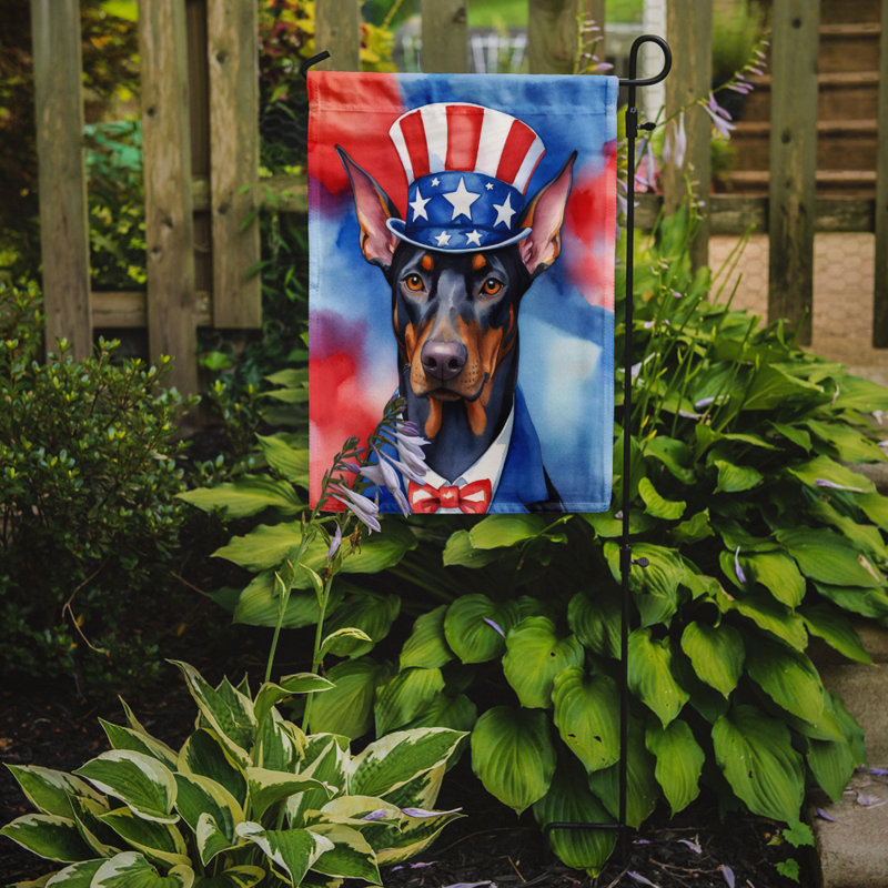 Drapeau patriotique du jardin américain, Doberman pinscher bleu