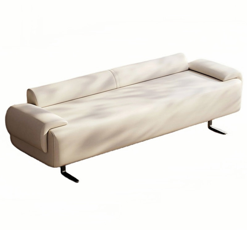 Banc rembourré en cuir de microfibre crème, Blanc cassé
