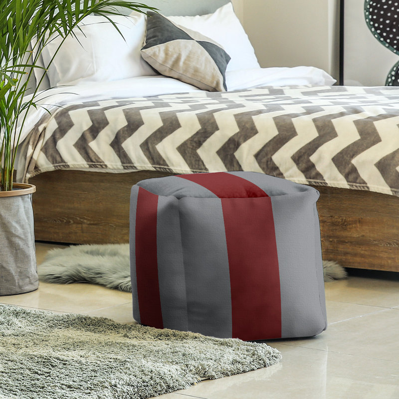 Repose-pieds cube à rayures de floride, Gris foncé / Marron / Gris foncé, H 18 po x l 18 po x P 18 po