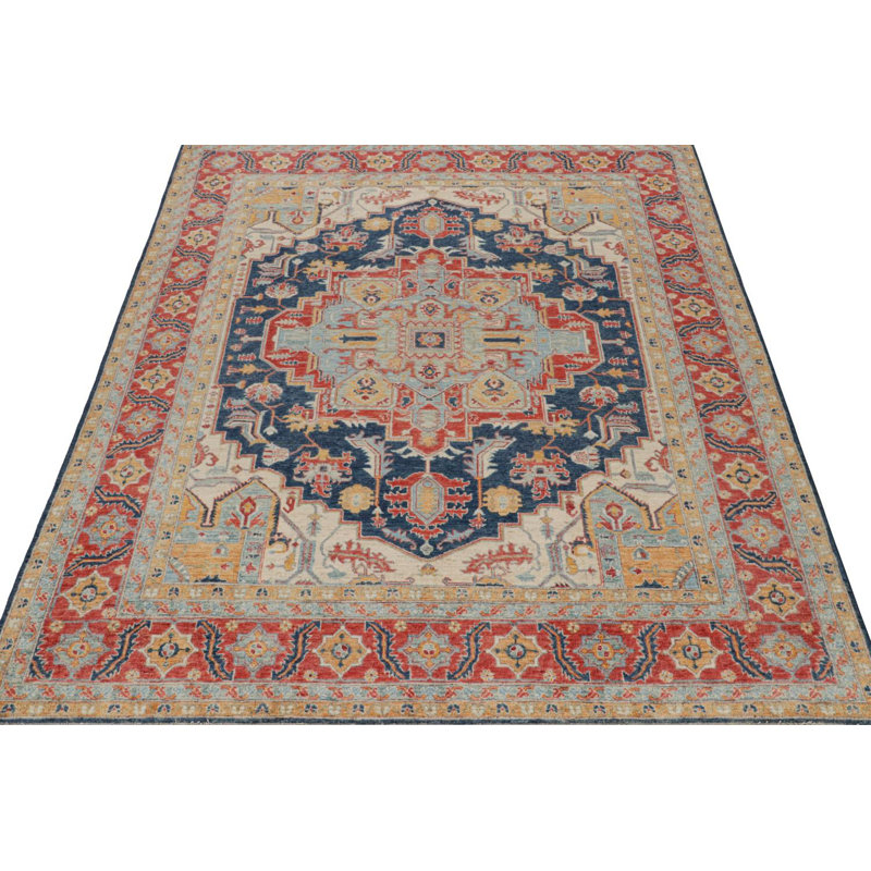 Hand Knotted Wool Area Rug in Red