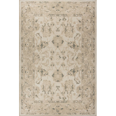Lucien Cream Beige Vintage Textured Classic Patterned Woven Based Chenille Rug