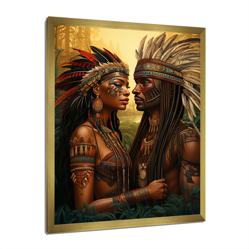 «Native Couple Celebrating Divine Love» sur toile, H 20 po x l 12 po x P 1 po, Cadre doré à une seule photo