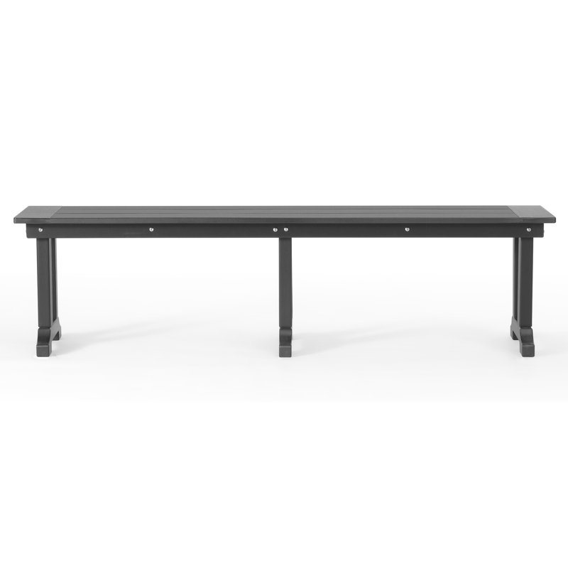 Outdoor All-Weather HDPE Dining Bench, Gray