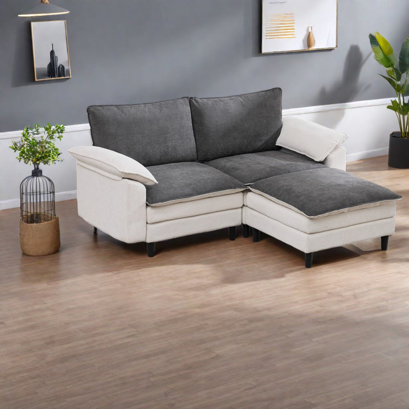 Canapé modulaire profond en chenille avec repose-pieds