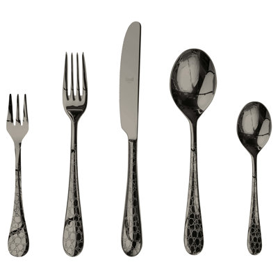 Ensemble de couverts avec fourchettes à gâteaux Coccodrillo - 30 pièces - Or noir