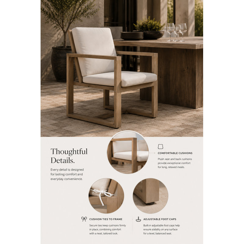 Harbor Outdoor Dining Armchair, Teak