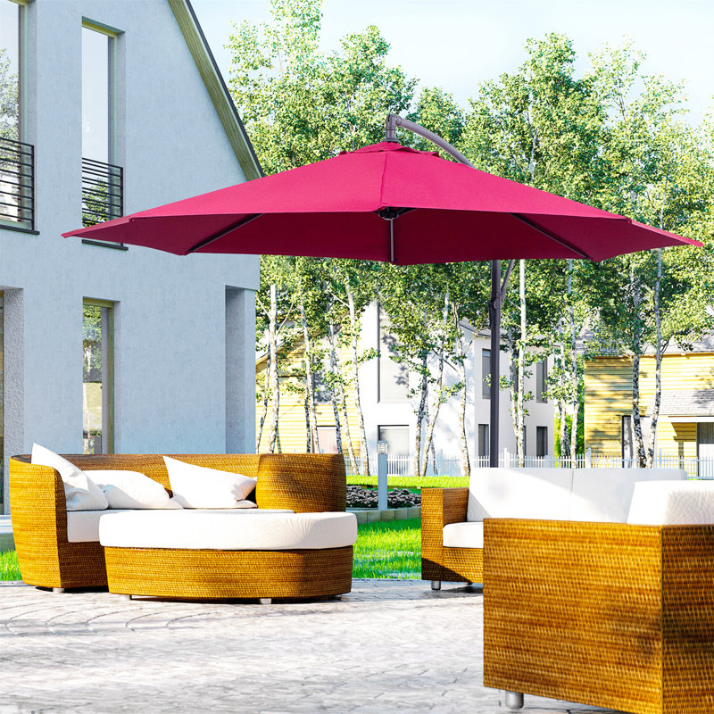 Breanne Tilt Cantilever Parasol, 255 cm H x 295 cm W x 295 cm D, Red