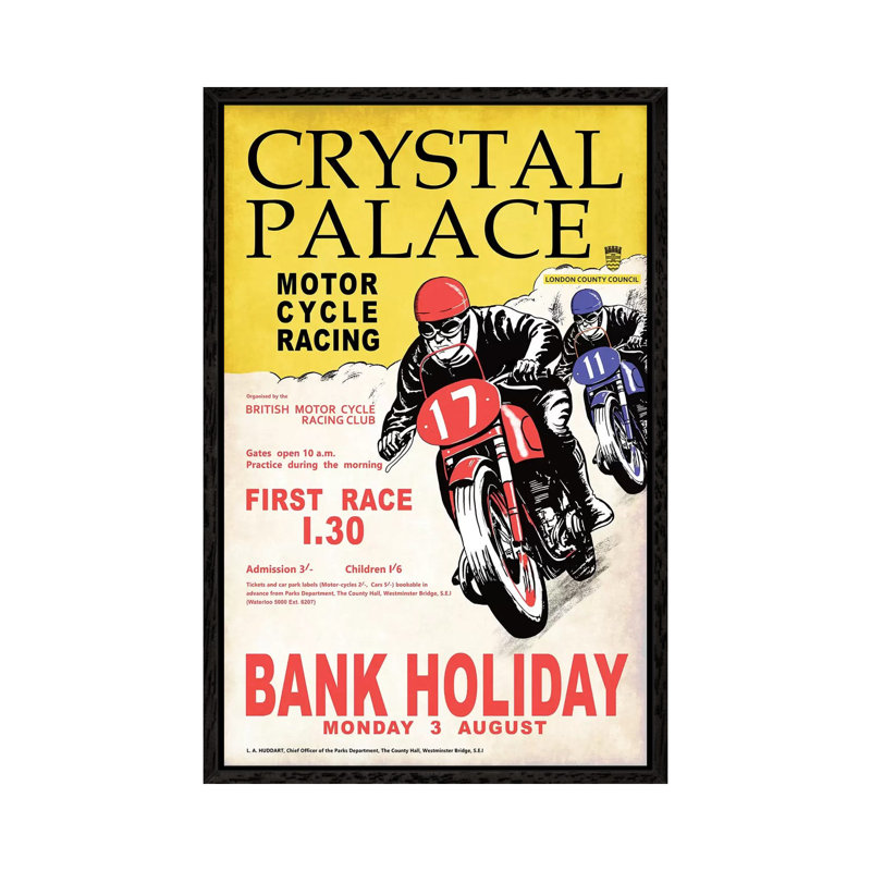 Crystal Palace Racing I by Mark Rogan - Print on Canvas, 152.4cm H x 101.6cm W x 3.81cm D, Black Framed