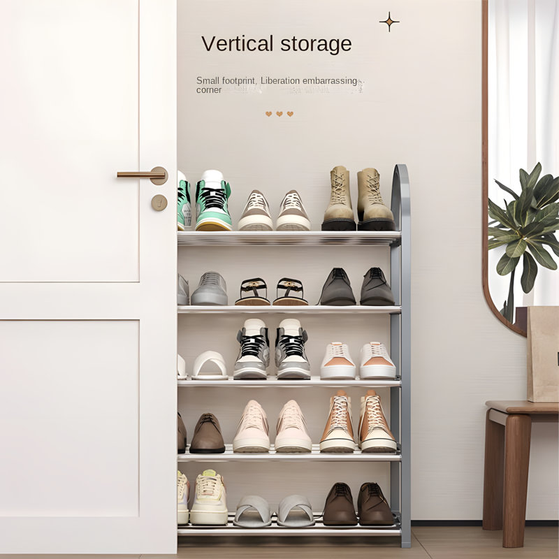 Multi-Layer Entryway Shoe Rack With Reinforced Steel Frame For Dorm Room Or Living Room