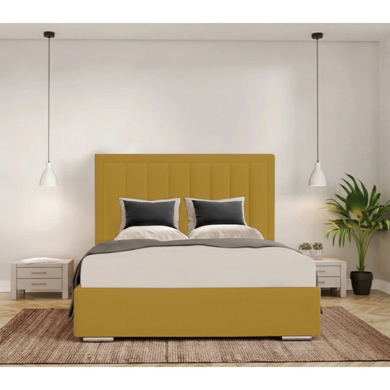 Cenka Upholstered Bed, Double (4'6), Turmeric