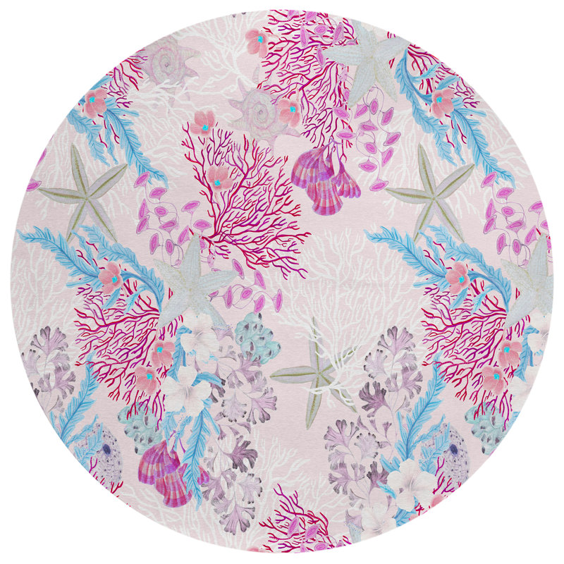 Tapis intérieur / extérieur en polyester tissé à la machine Gerharda, Rond 8 pi