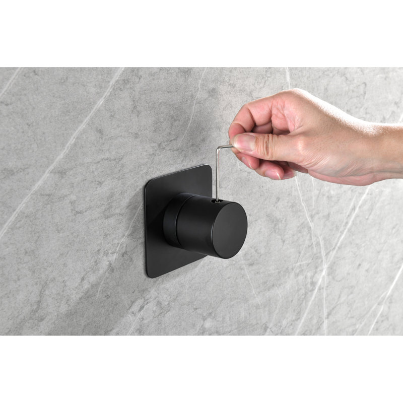 Valve de douche ajustable 3/4 po en métal noir mat - poignée en laiton, rouille, installation simple, hauteur de 2,14 po, réglable, anticorrosion et rouille, facile à installer et à entretenir