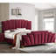 Flanelle rouge Glam Classic entièrement rembourrée, très grand lit, capitonnage, base de lit rembourrée 1pc, pieds en acier enduit doré-1863445408-1863445412
