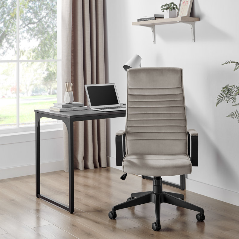 Alexas Luxury Velvet Office Chair - Ergonomic Adjustable Supporting Modern Design, Beige