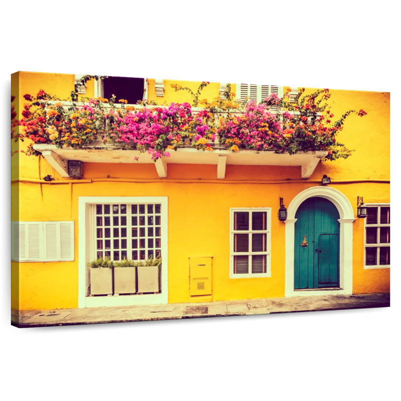 Lilie maison jaune pittoresque, H 26 po x l 39 po