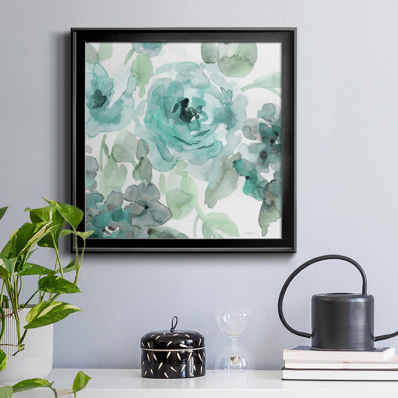 Toile encadrée Belle's Teal II-Premium - prête à être accrochée, H 30,5 po x l 30,5 po x P 1,5 po, Noir