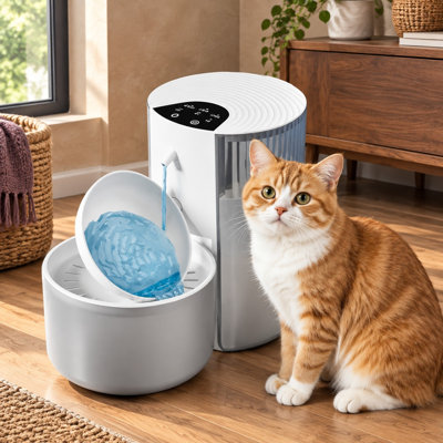 Fontaine à eau pour chats sans fil rechargeable de 4,5 L, sans filtre, avec séparation automatique de l'eau propre et de l'eau sale et fonctionnement silencieux, pour chats et chiens d'intérieur.