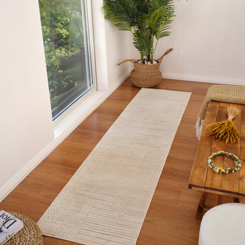 Tapis tapis d'intérieur moderne, beige crème., Tapis de couloir 2 pi 3 po x 8 pi