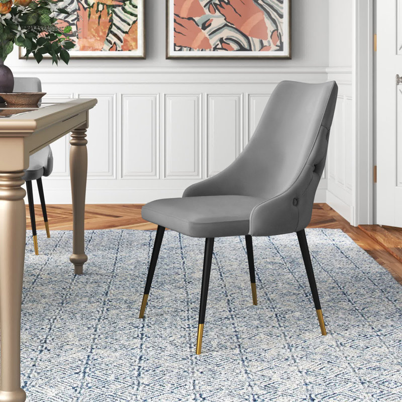 Adorn Button-Tufted Velvet Dining Chair, Gray