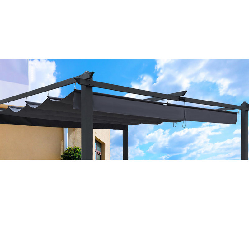 Toile de remplacement pour pergola rétractable 10 x 10 pi - Gris, protection solaire, imperméable, tissu à installation rapide pour l'extérieur protégé, hydrofuge, installation simple, gris