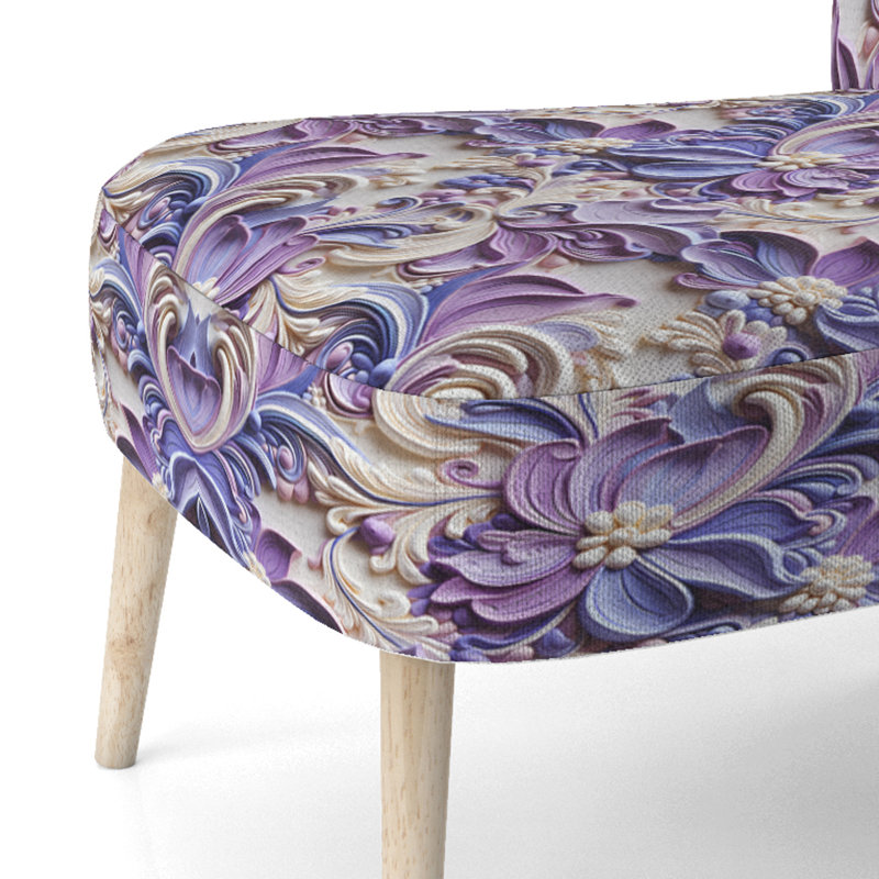 Purple Lavender Persian Paisleys - Upholstered Boho Side Chair, Purple Accent Chair