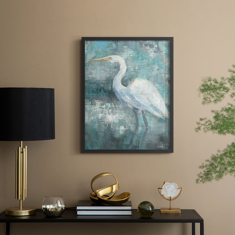 Coastal Egret II Framed Print - Solid Wood, Noir, noir, noir, noir, H 30 po x l 24 po