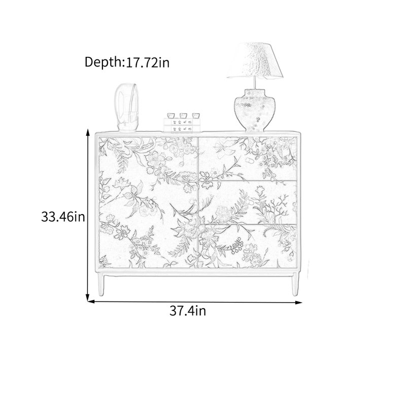 Armoire décorative à motif floral en pin, Noir