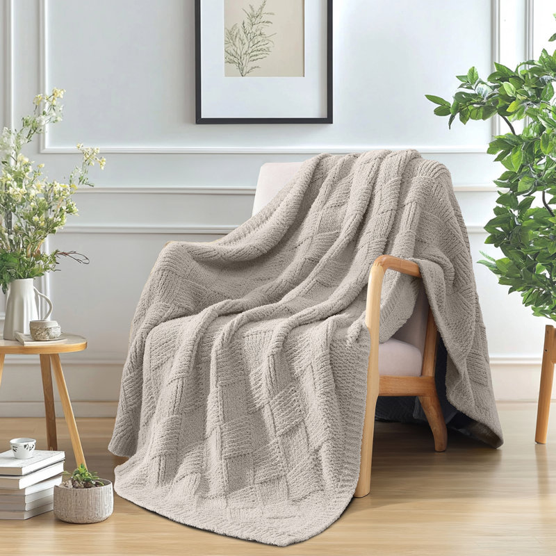 Jeté - motif à double tissage, Light Grey