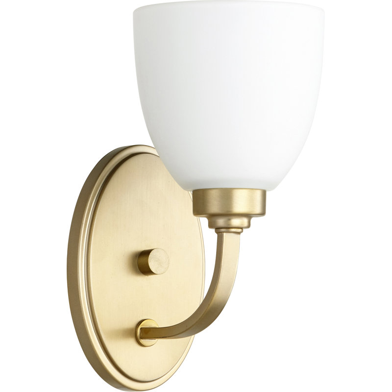Cariad Armed Sconce, Aged Brass, Satin Opal