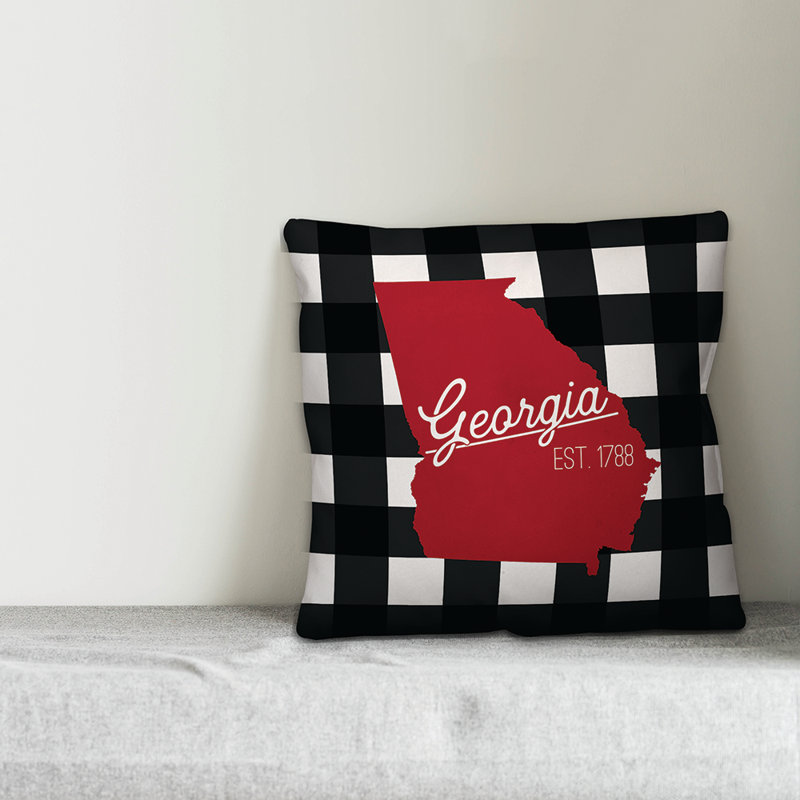 Housse de coussin carré et insert, Noir / rouge, Géorgie