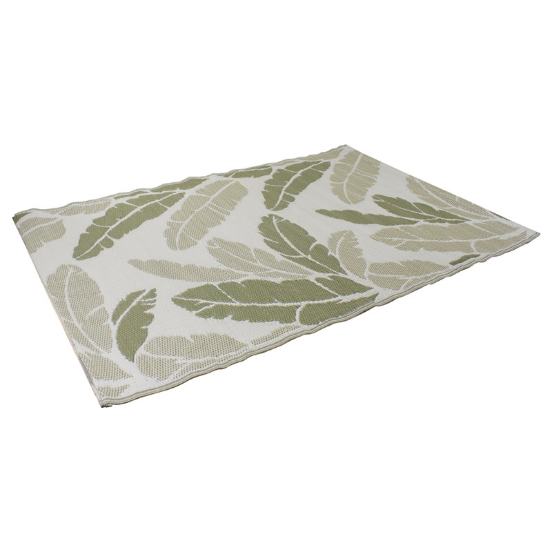 Tapis d'extérieur rectangulaire à feuilles de palmier vert et blanc 4 pi x 6 pi