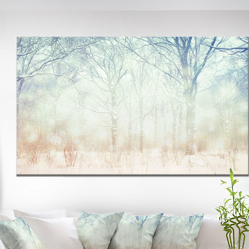 «Winter with Foggy Forest», art graphique, H 30 po x l 40 po x 1,5 po, Toile tendue
