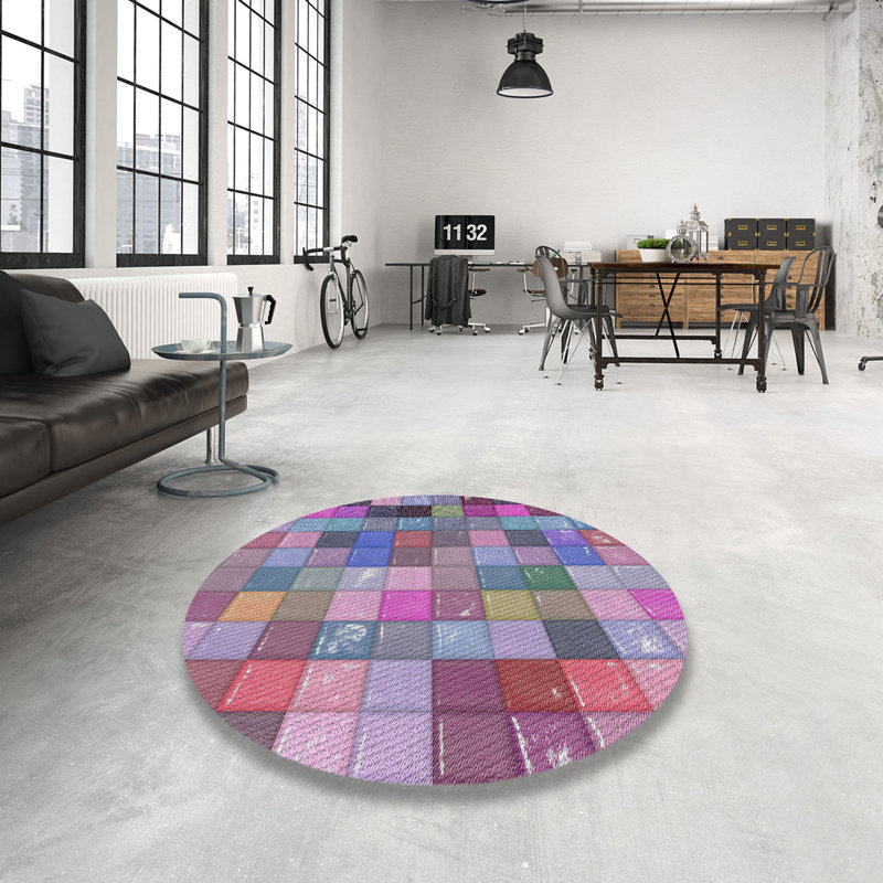 Geometric Indoor Rug, Round 7'