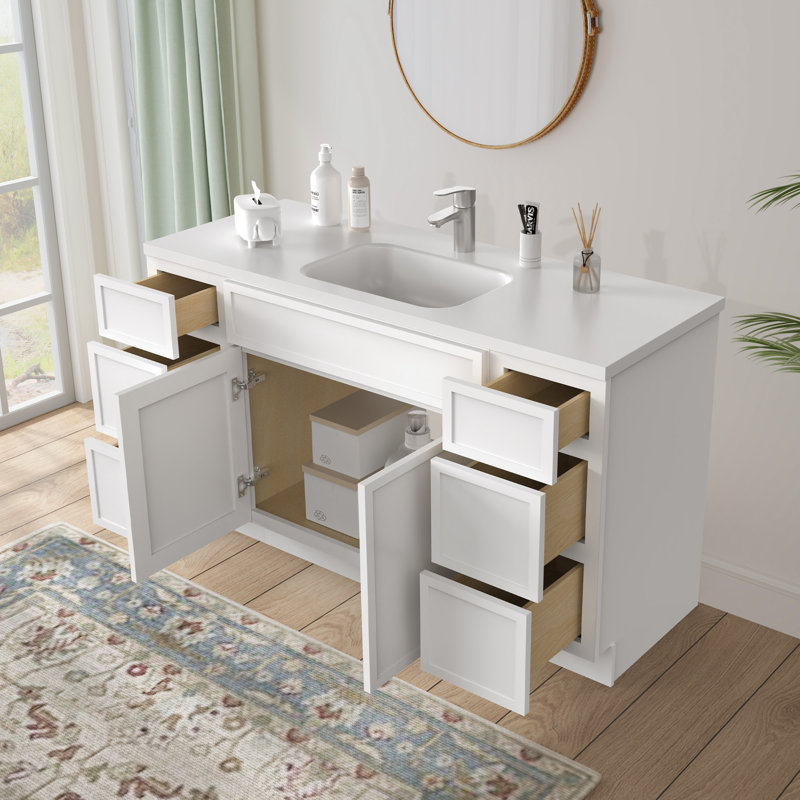 54'' Single Bathroom Vanity Base Only, White